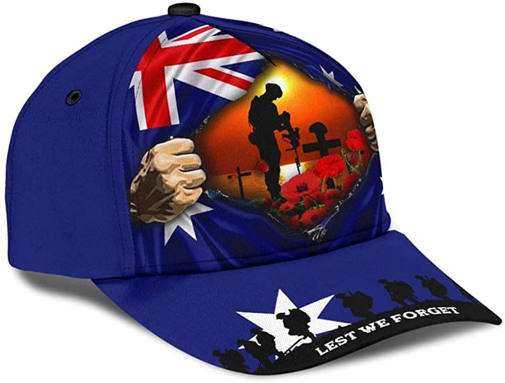 Australian Lest We Forget Flower Blue Beautiful 3D Printed Unisex Hat Classic Cap Trucker Hats Custom Hats Gifts For Men & Women