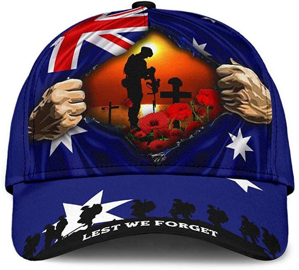 Australian Lest We Forget Flower Blue Beautiful 3D Printed Unisex Hat Classic Cap Trucker Hats Custom Hats Gifts For Men & Women