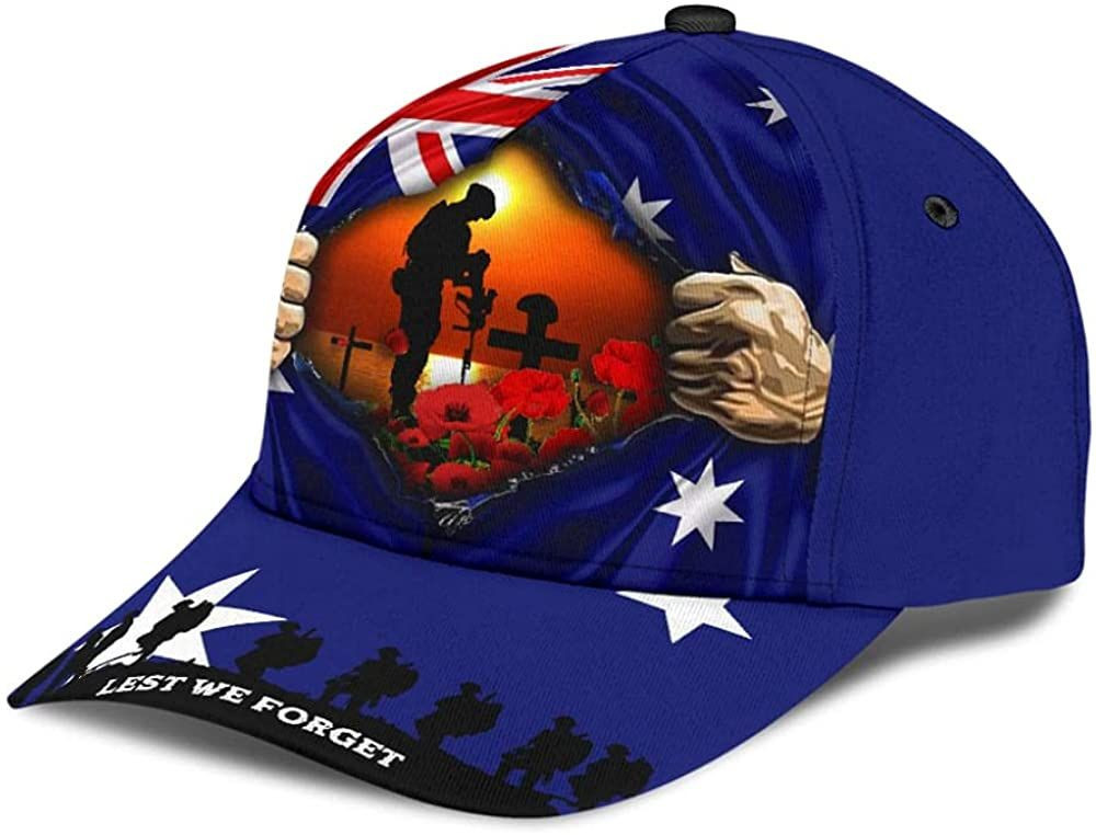 Australian Lest We Forget Flower Blue Beautiful 3D Printed Unisex Hat Classic Cap Trucker Hats Custom Hats Gifts For Men & Women