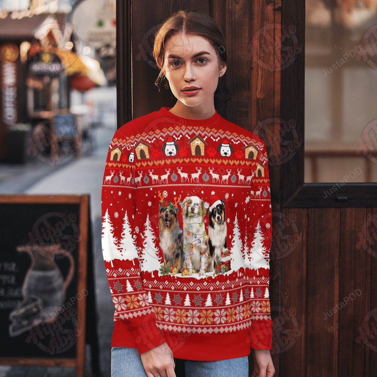 Australian Shepherd Ugly Christmas Sweater Adult 3D Funny Matching for family