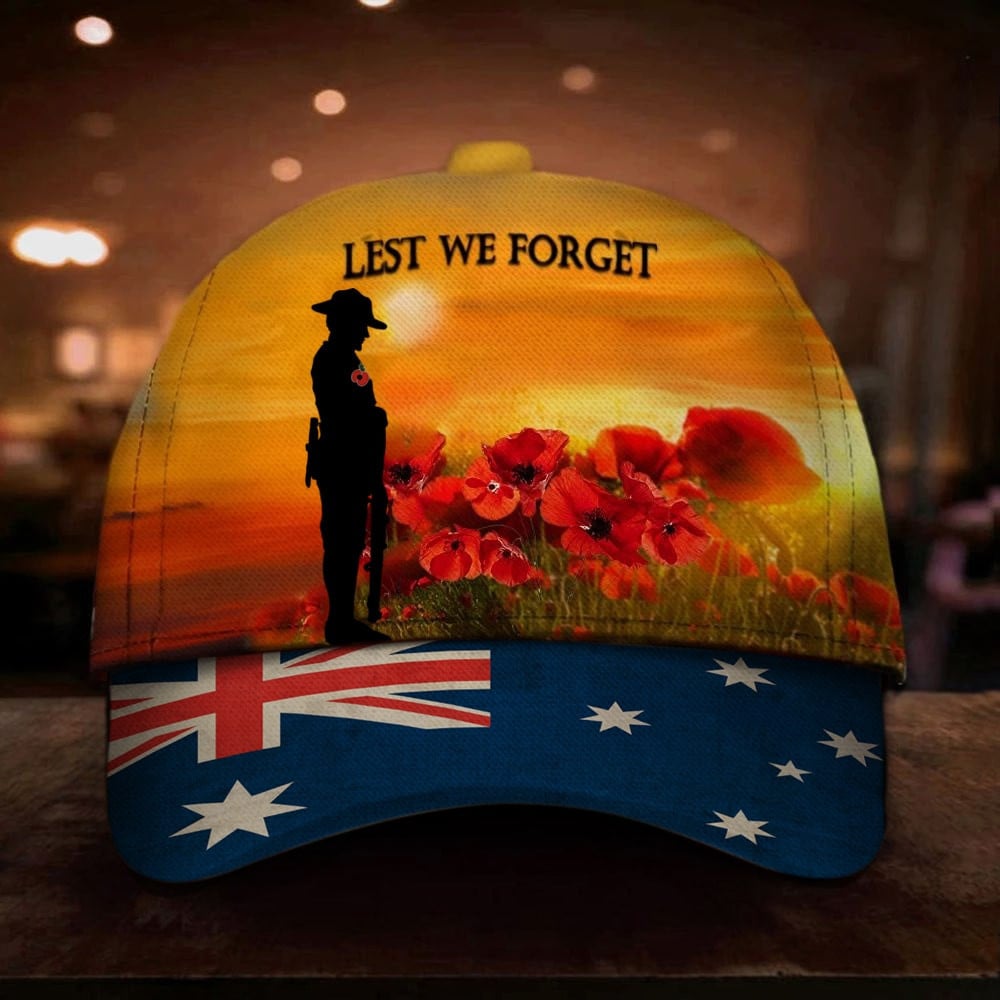 Australian Soldier Lest We Forget Poppy Day Hat Military Memorial Hats Gifts For Australian Trucker Hats Custom Hats Gifts For Men & Women