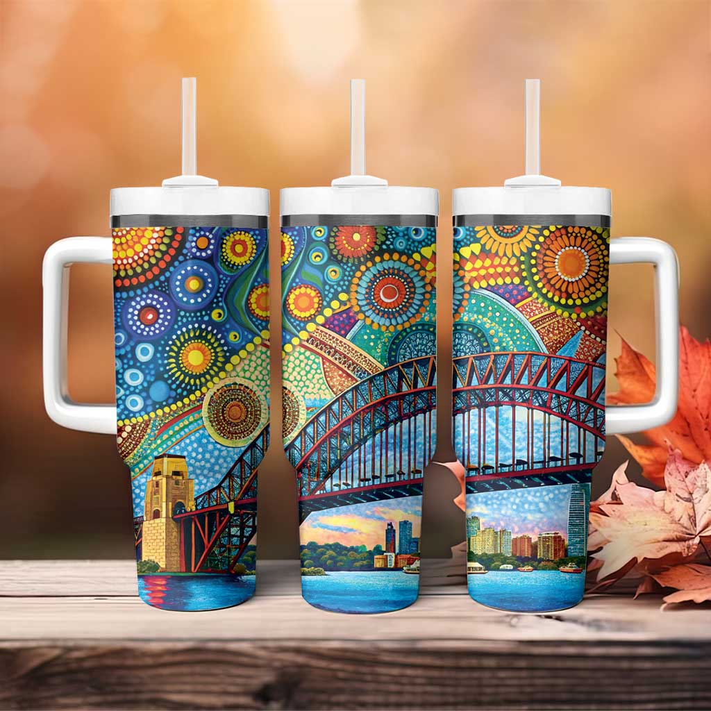 Australian Sydney Harbour Bridge Aboriginal Dot Art Custom Stanley Cup 40 oz 30 oz Tumbler With HandleTVC2301333