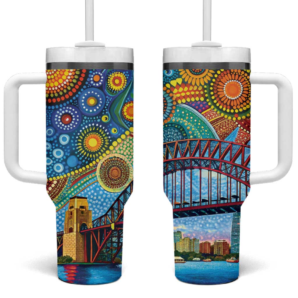Australian Sydney Harbour Bridge Aboriginal Dot Art Custom Stanley Cup 40 oz 30 oz Tumbler With HandleTVC2301333 - Image 2