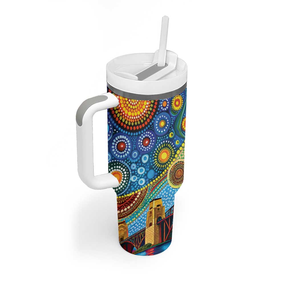 Australian Sydney Harbour Bridge Aboriginal Dot Art Custom Stanley Cup 40 oz 30 oz Tumbler With HandleTVC2301333 - Image 3