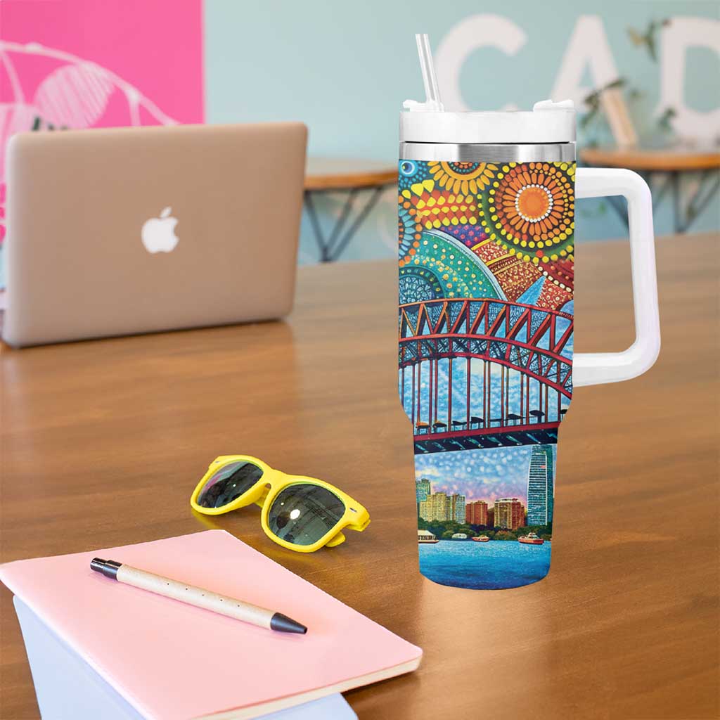 Australian Sydney Harbour Bridge Aboriginal Dot Art Custom Stanley Cup 40 oz 30 oz Tumbler With HandleTVC2301333 - Image 5