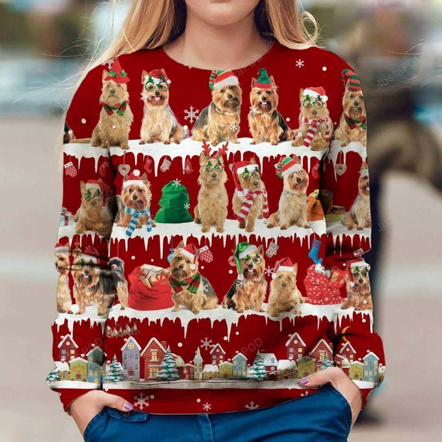 Australian Terrier Snow Christmas Ugly Christmas Sweater Adult 3D Funny Matching for family