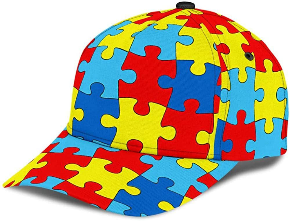 Auti Yellow Red Blud Colorful 3D Printed Unisex Hat Classic Cap, Baseball Cap Trucker Hats Custom Hats Gifts For Men & Women