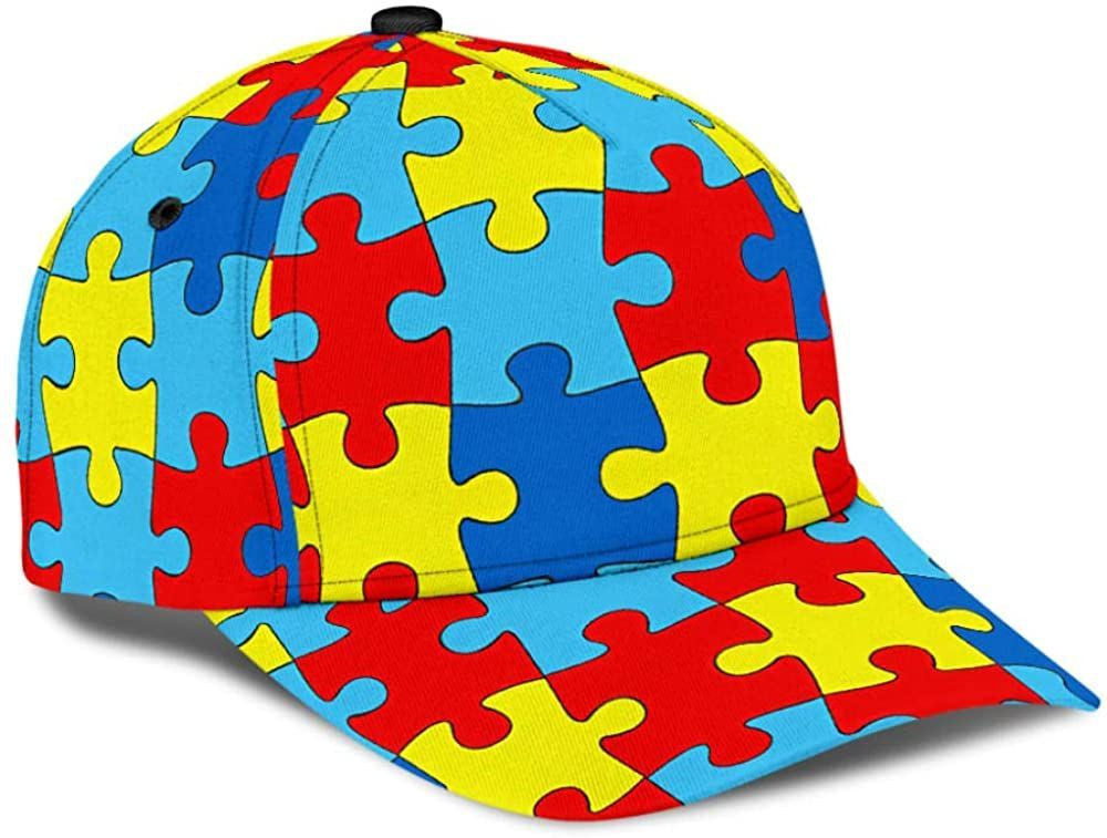 Auti Yellow Red Blud Colorful 3D Printed Unisex Hat Classic Cap, Baseball Cap Trucker Hats Custom Hats Gifts For Men & Women