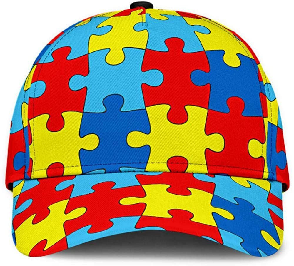 Auti Yellow Red Blud Colorful 3D Printed Unisex Hat Classic Cap, Baseball Cap Trucker Hats Custom Hats Gifts For Men & Women