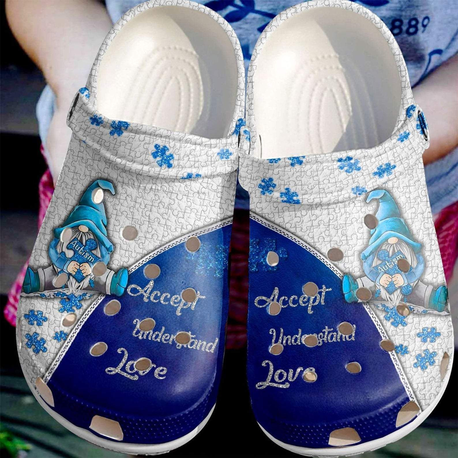Autism Awareness Blue Dwarfs Puzzle Acccept Understand Love Crocband Clog Shoes For Men Women