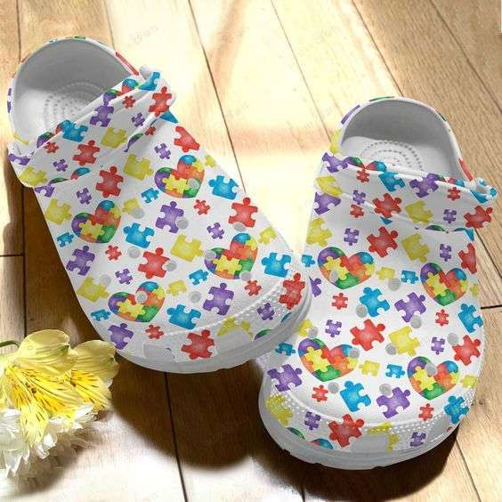 Autism Awareness Day Heart Autism Puzzle Pieces Crocband Clog Shoes