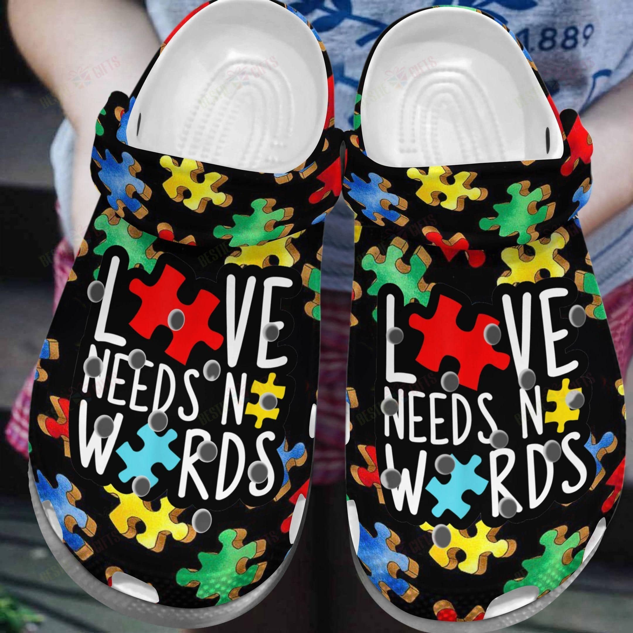 Autism Awareness Love Needs No Words Crocband Clog Shoes For Men Women