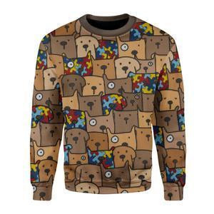 Autism Dog Ugly Christmas Sweater Adult 3D Funny Matching for family