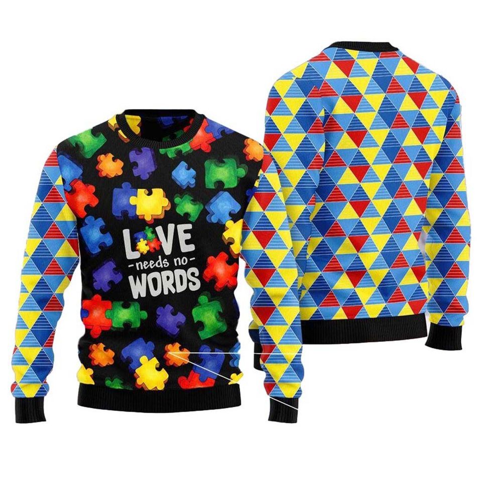 Autism Love Ugly Sweatshirt Christmas 3D Sweater