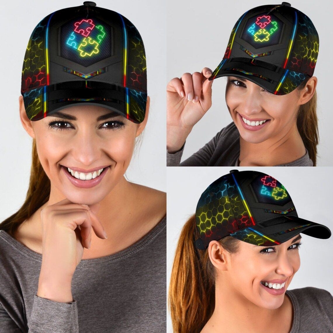 Autism Neon Hat Classic Cap - Autism Cap Trucker Hats Custom Hats Gifts For Men & Women