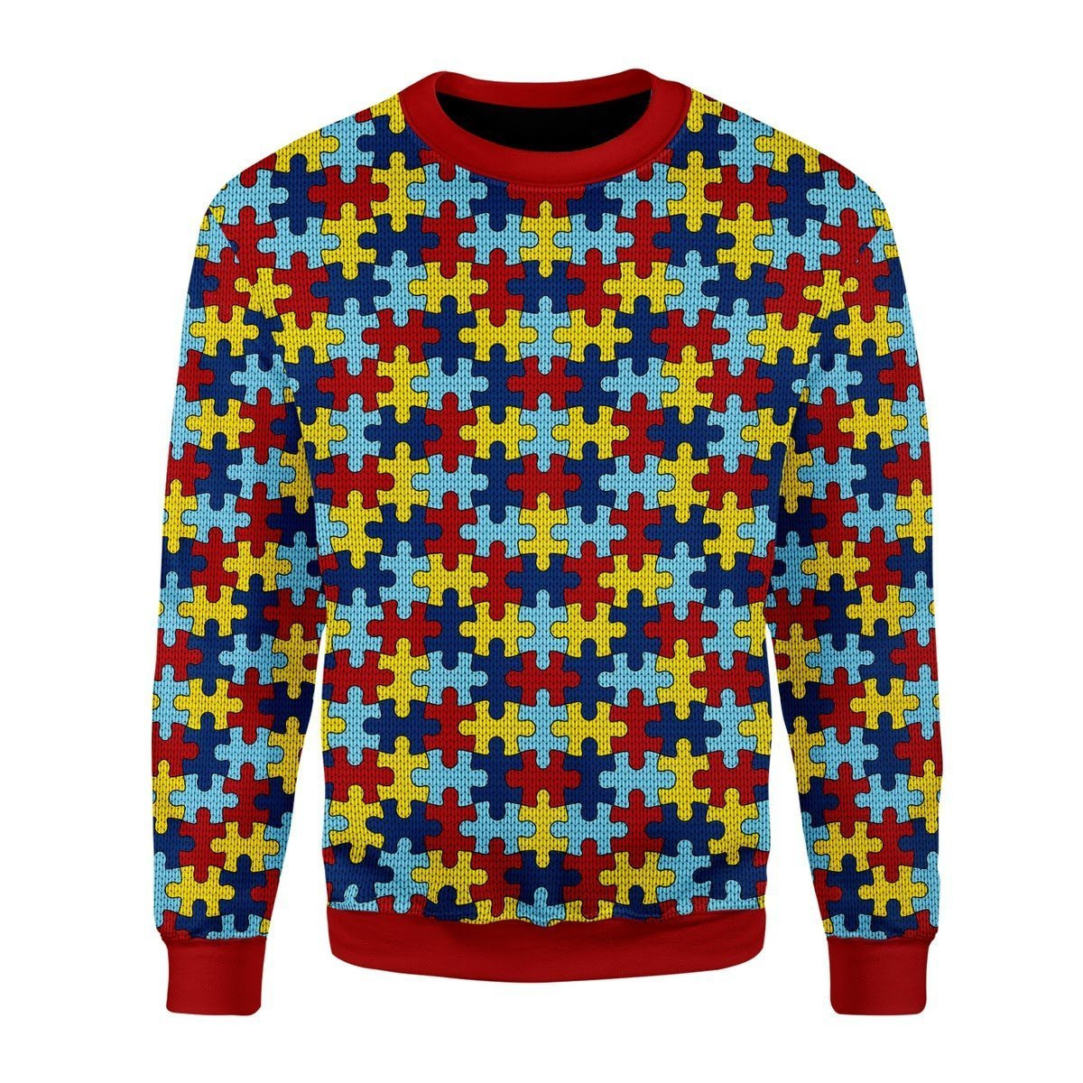 Autism Puzzel Ugly Christmas Sweater Adult 3D Funny Matching for family