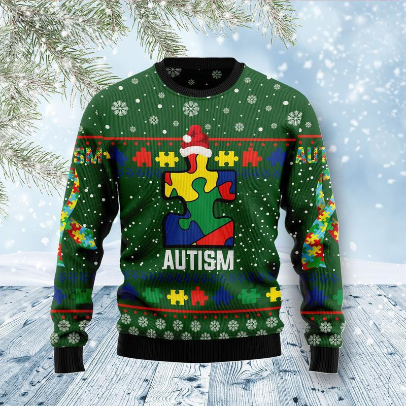 Autism Ugly Christmas Sweater Adult 3D Funny Matching for family