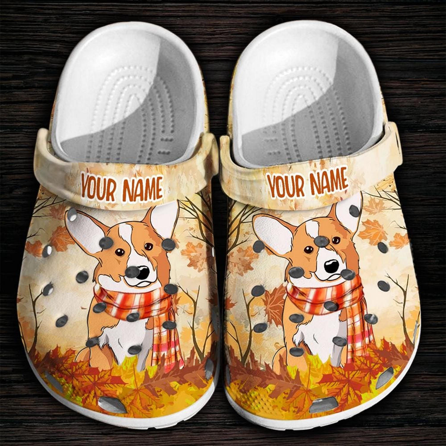 Autumn Cute Corgi Scarf Happy Thanksgiving Crocs Crocband Clogs Shoes Comfortable For Men Women and Kids