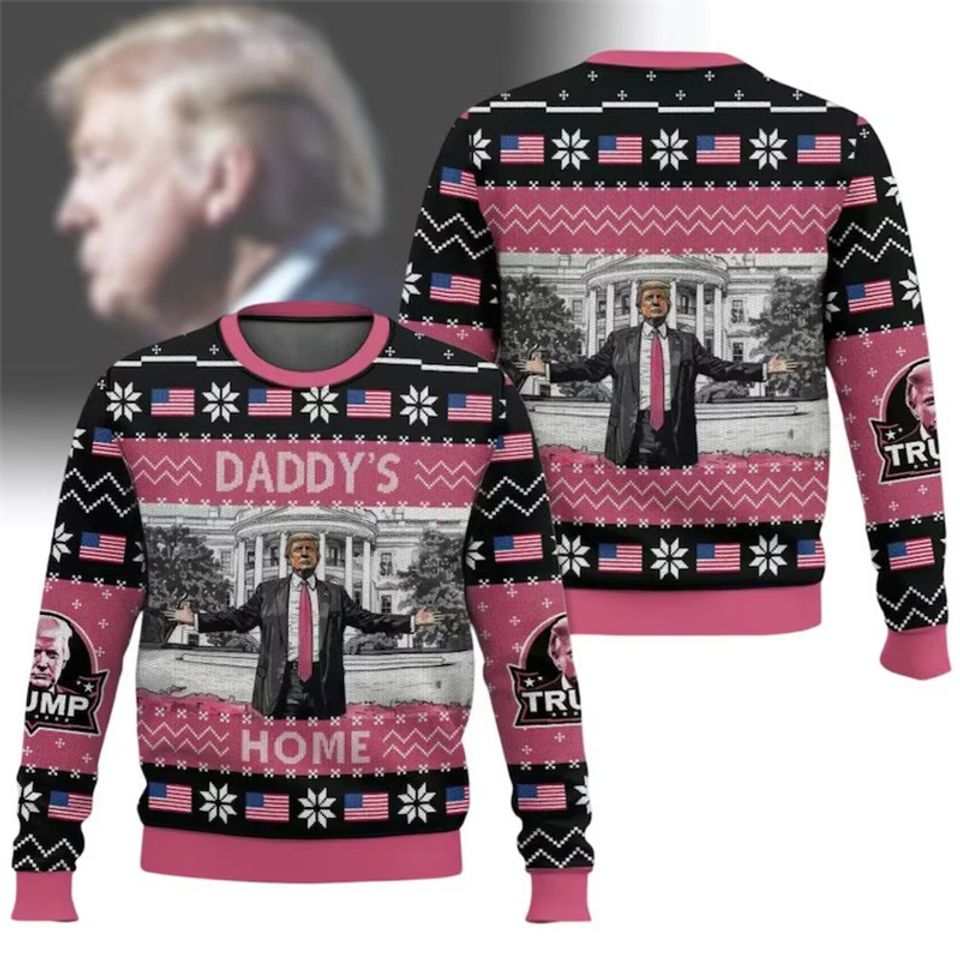 Autumn New Christmas Sweater Donald Trump 3D Print Funny Xmas Sweatshirts