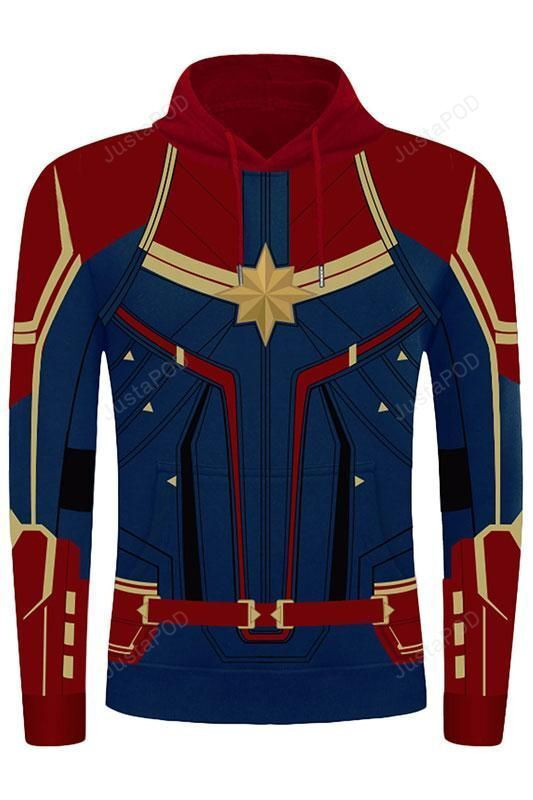 Avengers 4 Captain Marvel Outfit 3D All Over Print Hoodie, Zip Hoodie