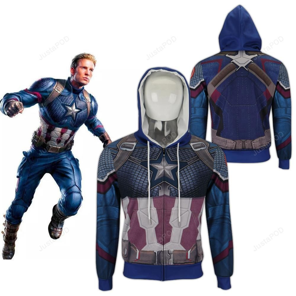 Avengers 4 endgame Captain America Coat 3D All Over Print Hoodie, Zip Hoodie