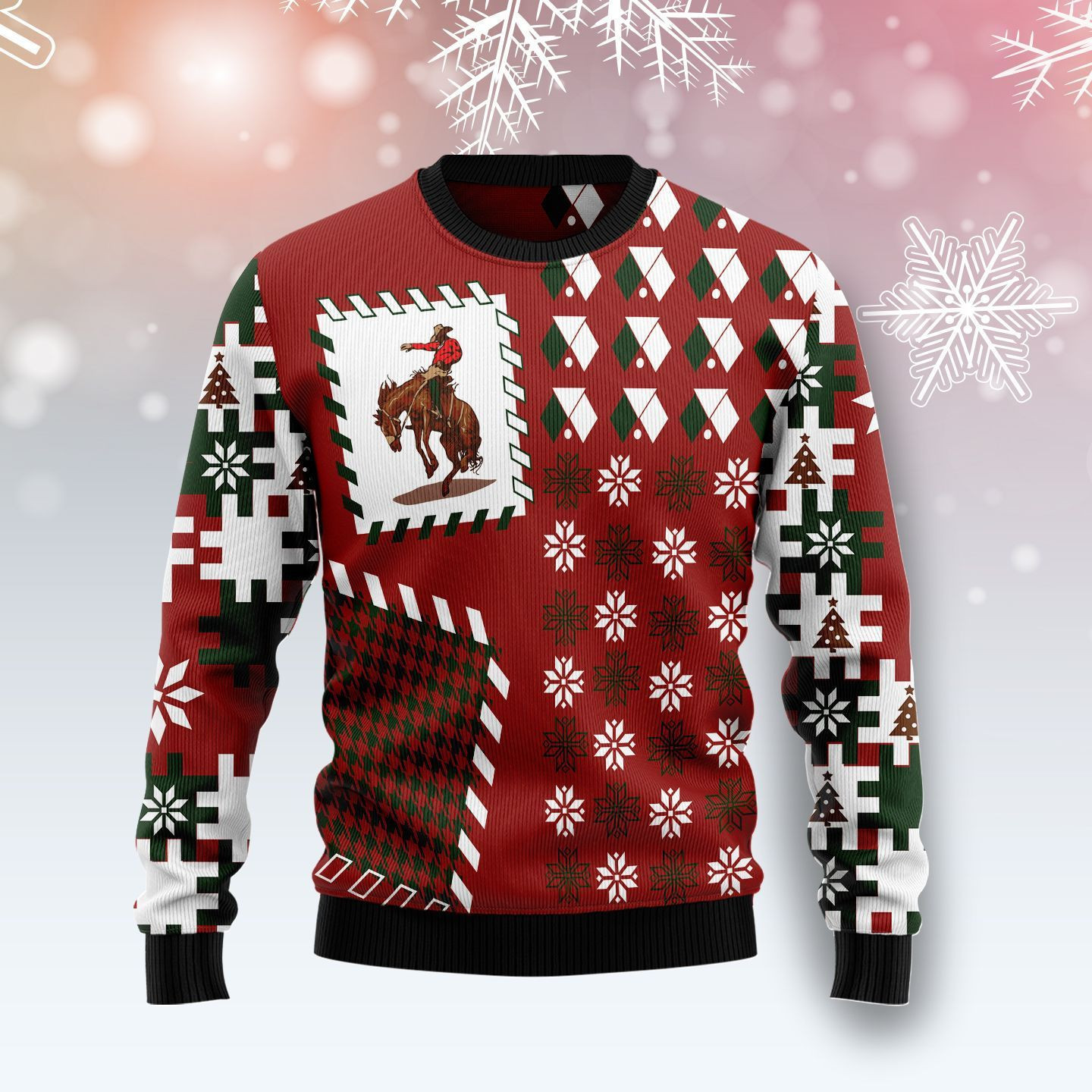 Awesome Cowboy Ugly Christmas Sweater Adult 3D Funny Matching for family