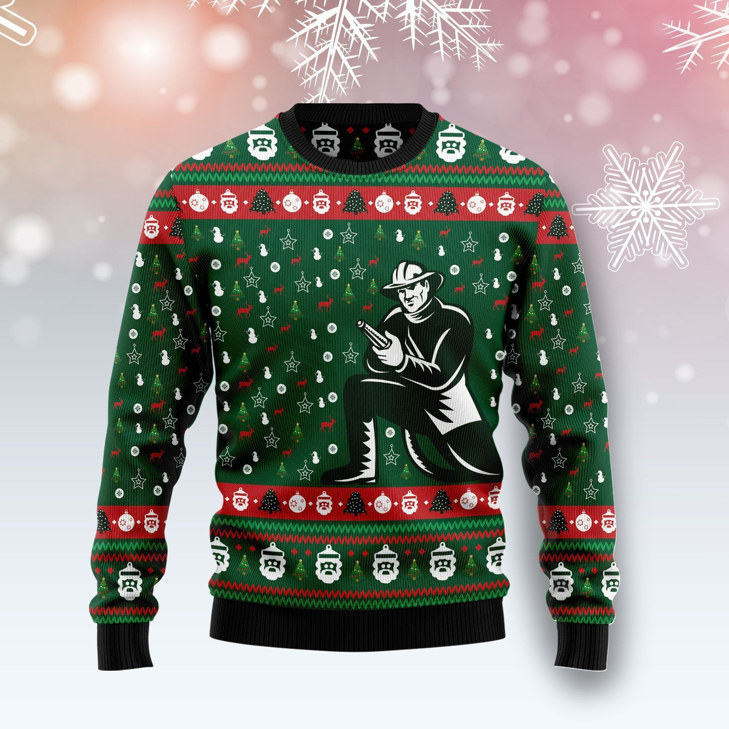 Awesome Firefighter Ugly Christmas Sweater Adult 3D Funny Matching for family