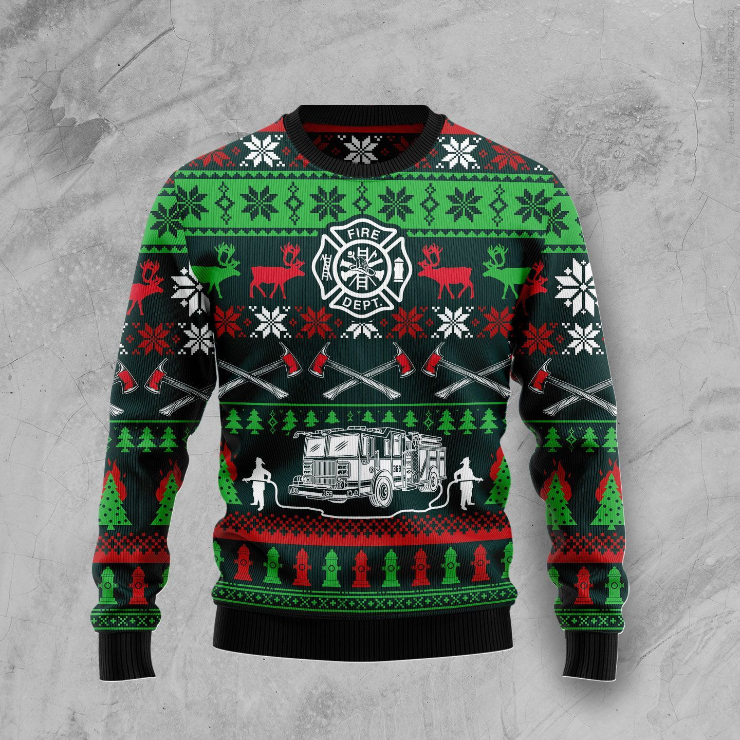 Awesome Firefighter Ugly Christmas Sweater Adult 3D Funny Matching for family