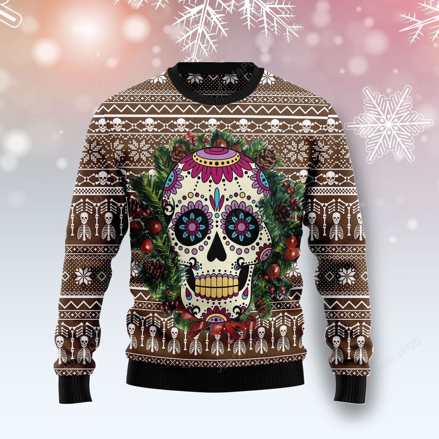 Awesome Sugar Skull All Over Print, Ugly Christmas Sweater Adult 3D Funny Matching for family