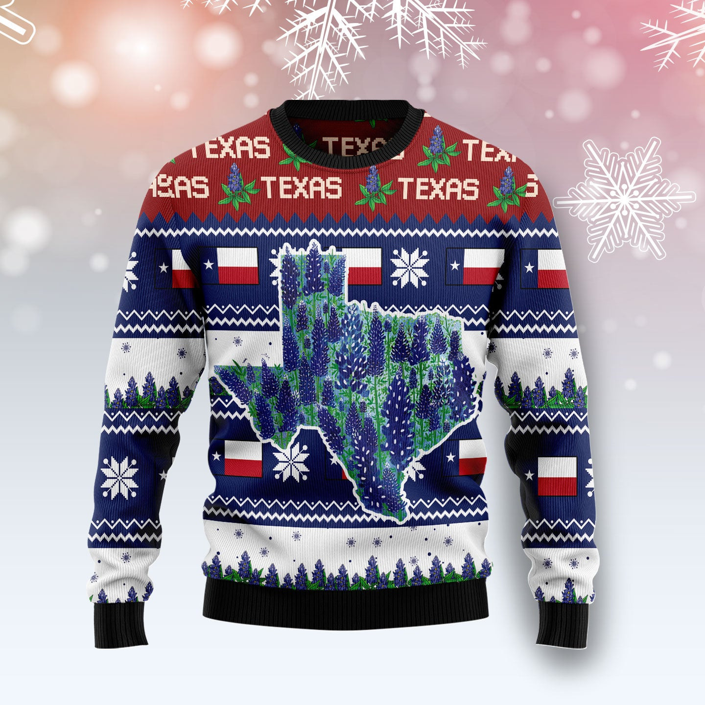 Awesome Texas Bluebonnet Ugly Christmas Sweater