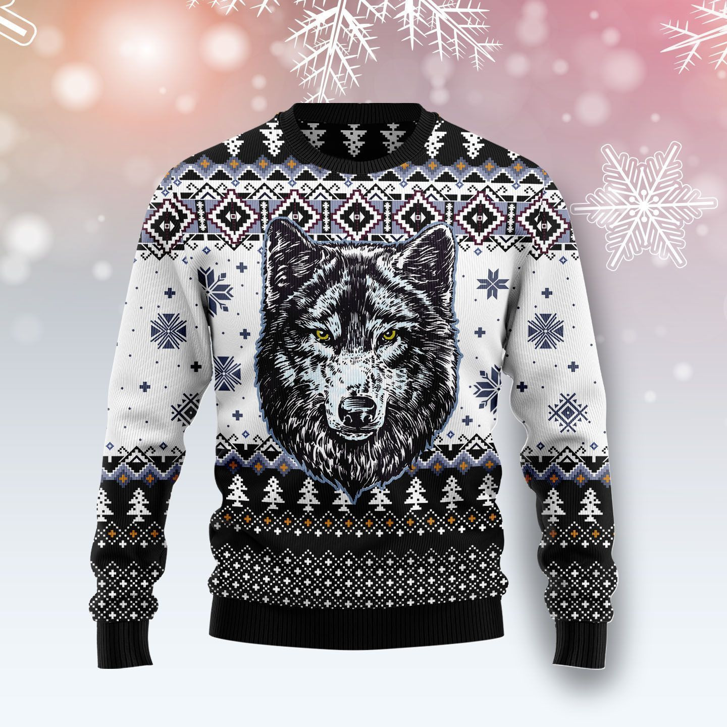 Awesome Wolf Ugly Christmas Sweater Adult 3D Funny Matching for family