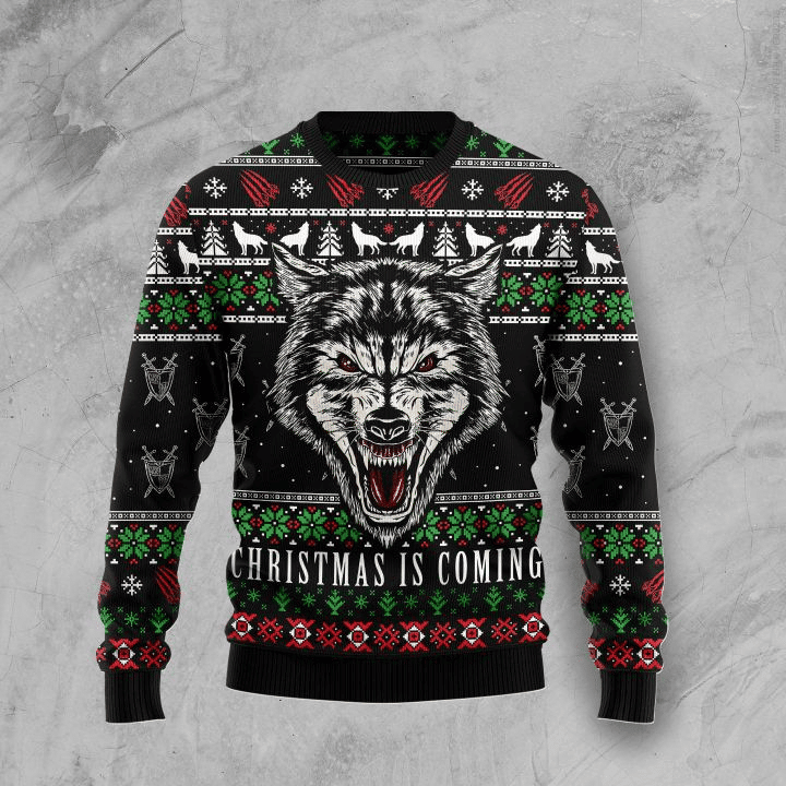 Awesome Wolf Ugly Christmas Sweater Adult 3D Funny Matching for family