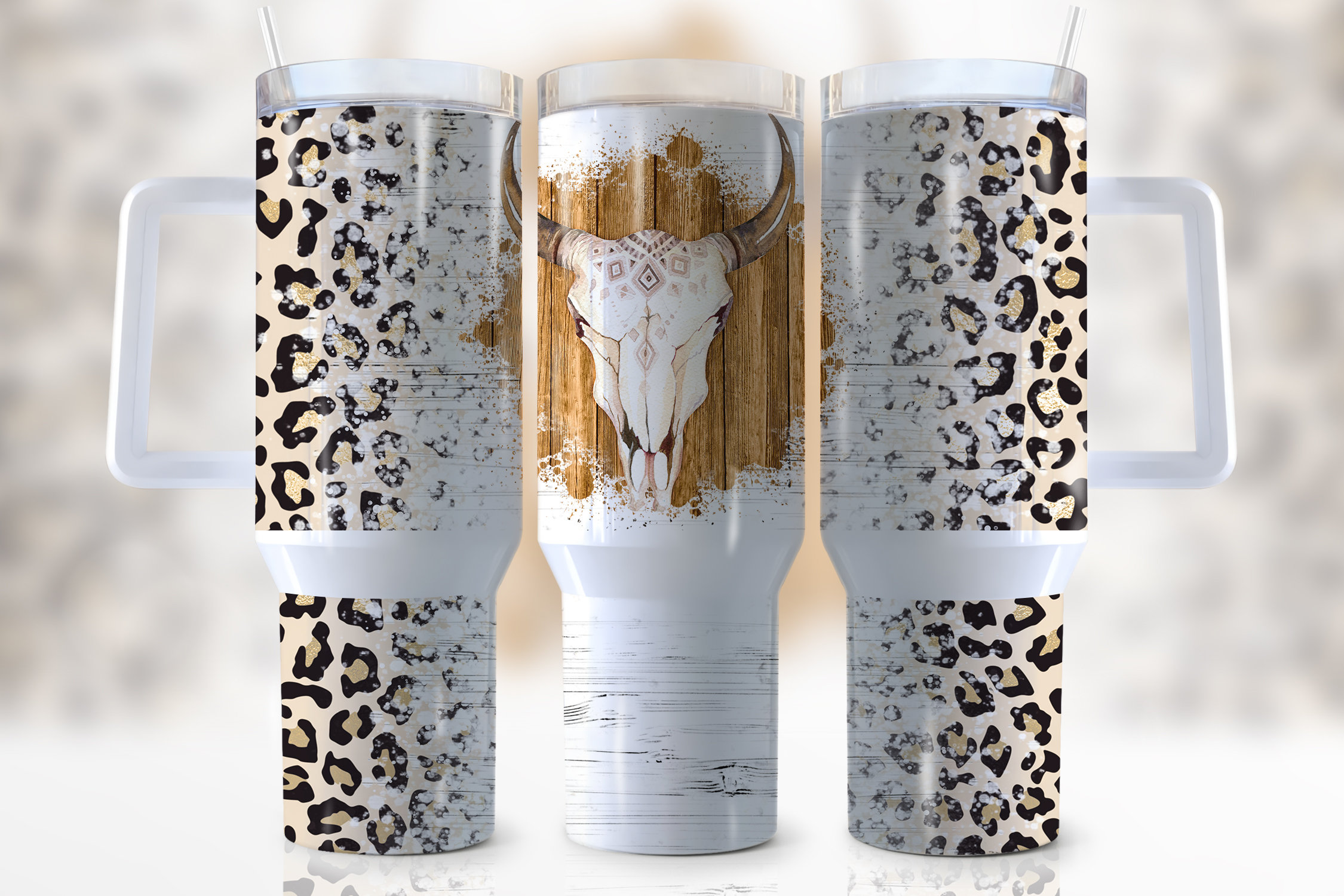 Aztec Cow Skull Custom Stanley Cup 40 oz 30 oz Tumbler With HandleTVC2301947