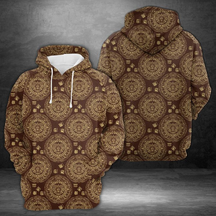 Aztec Sun Stone 3D All Over Print Hoodie, Zip Hoodie