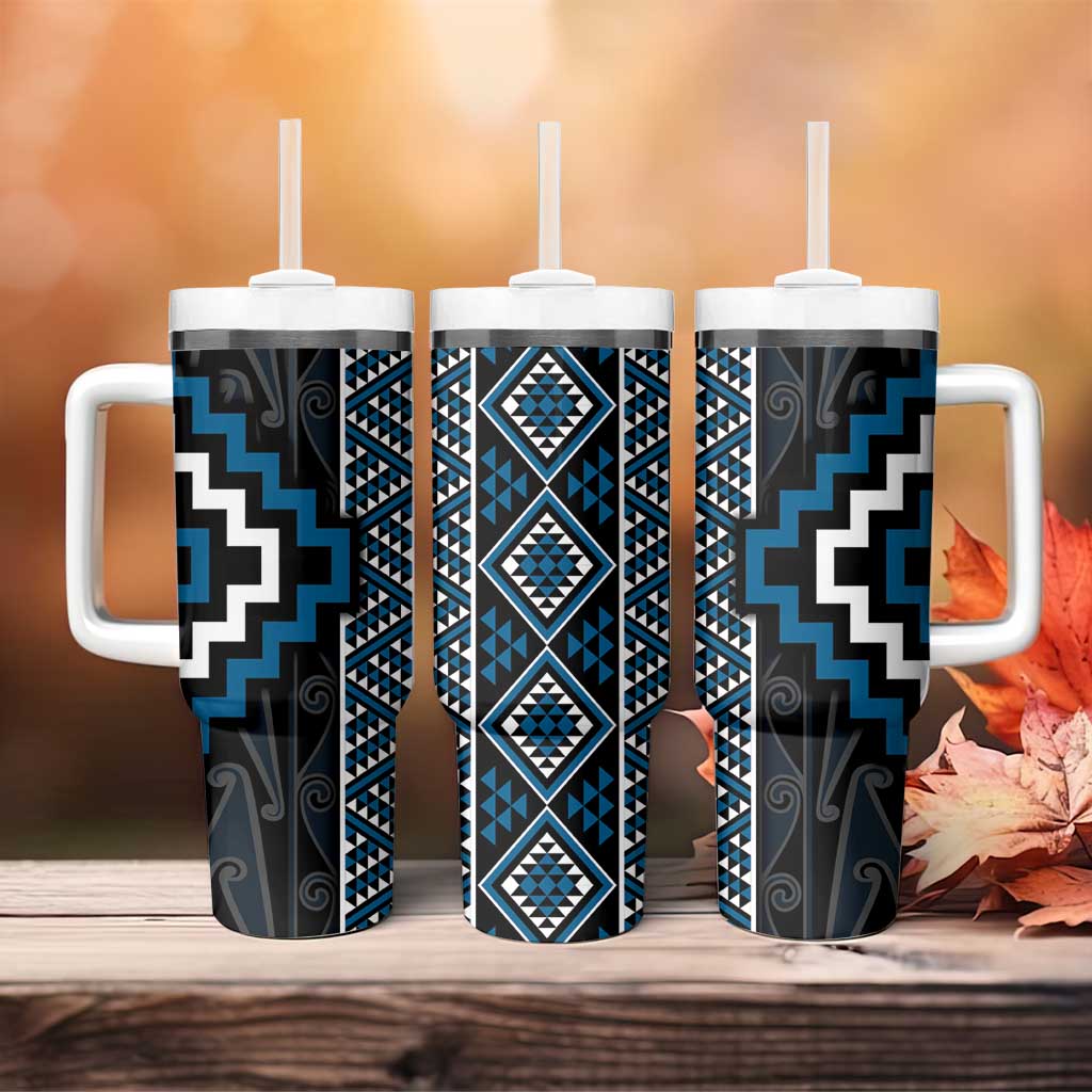 Azure Tukutuku Pattern Aotearoa Niho Taniwha and Puhoro Motifs Custom Stanley Cup 40 oz 30 oz Tumbler With HandleTVC2301321