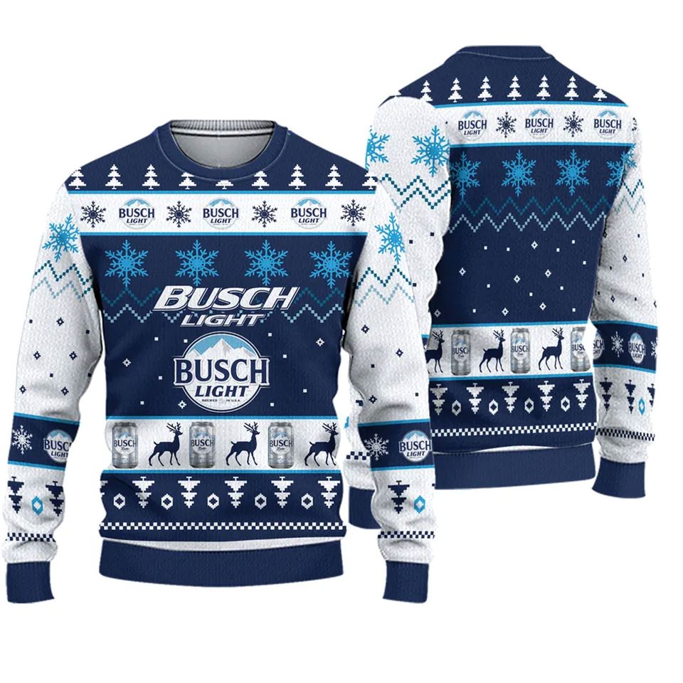 B U S C H L I G H T Ugly Sweater Christmas 3D Sweater