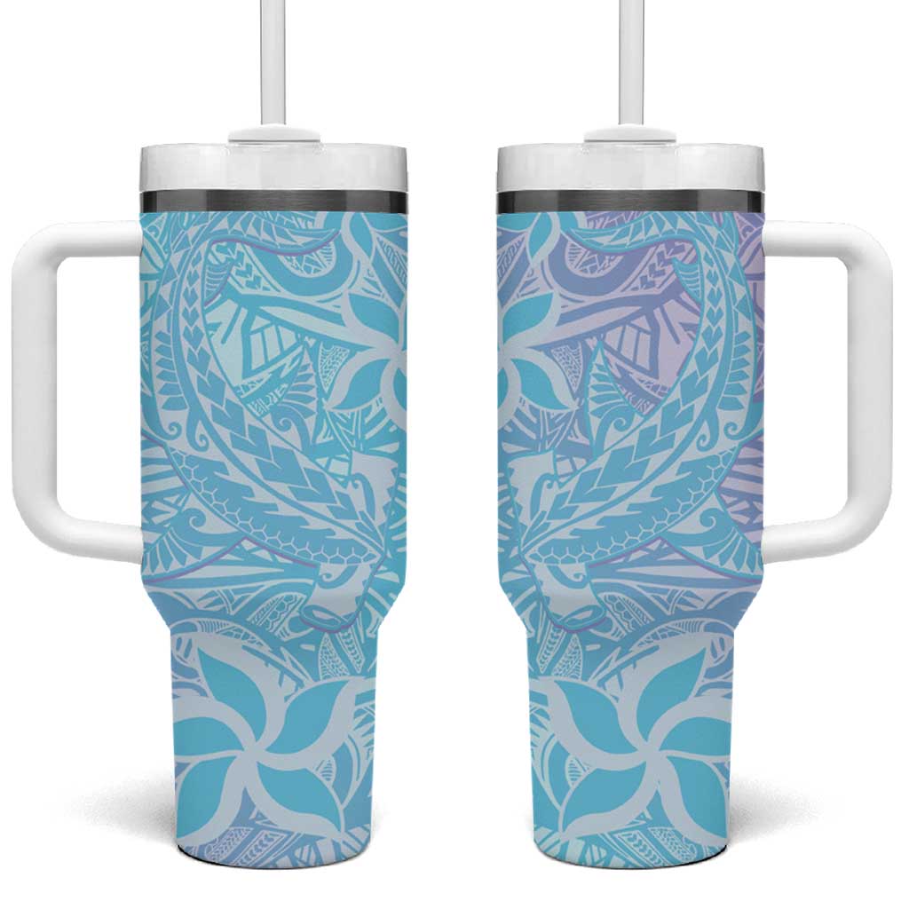 Baby Blue Gradient Polynesia Hawaiian Tribal Hammerhead Shark Tattoo Custom Stanley Cup 40 oz 30 oz Tumbler With HandleTVC2301362