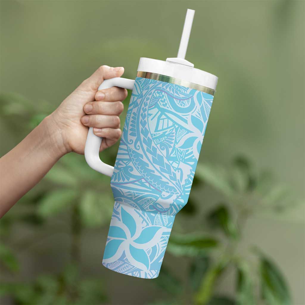 Baby Blue Gradient Polynesia Hawaiian Tribal Hammerhead Shark Tattoo Custom Stanley Cup 40 oz 30 oz Tumbler With HandleTVC2301362 - Image 3