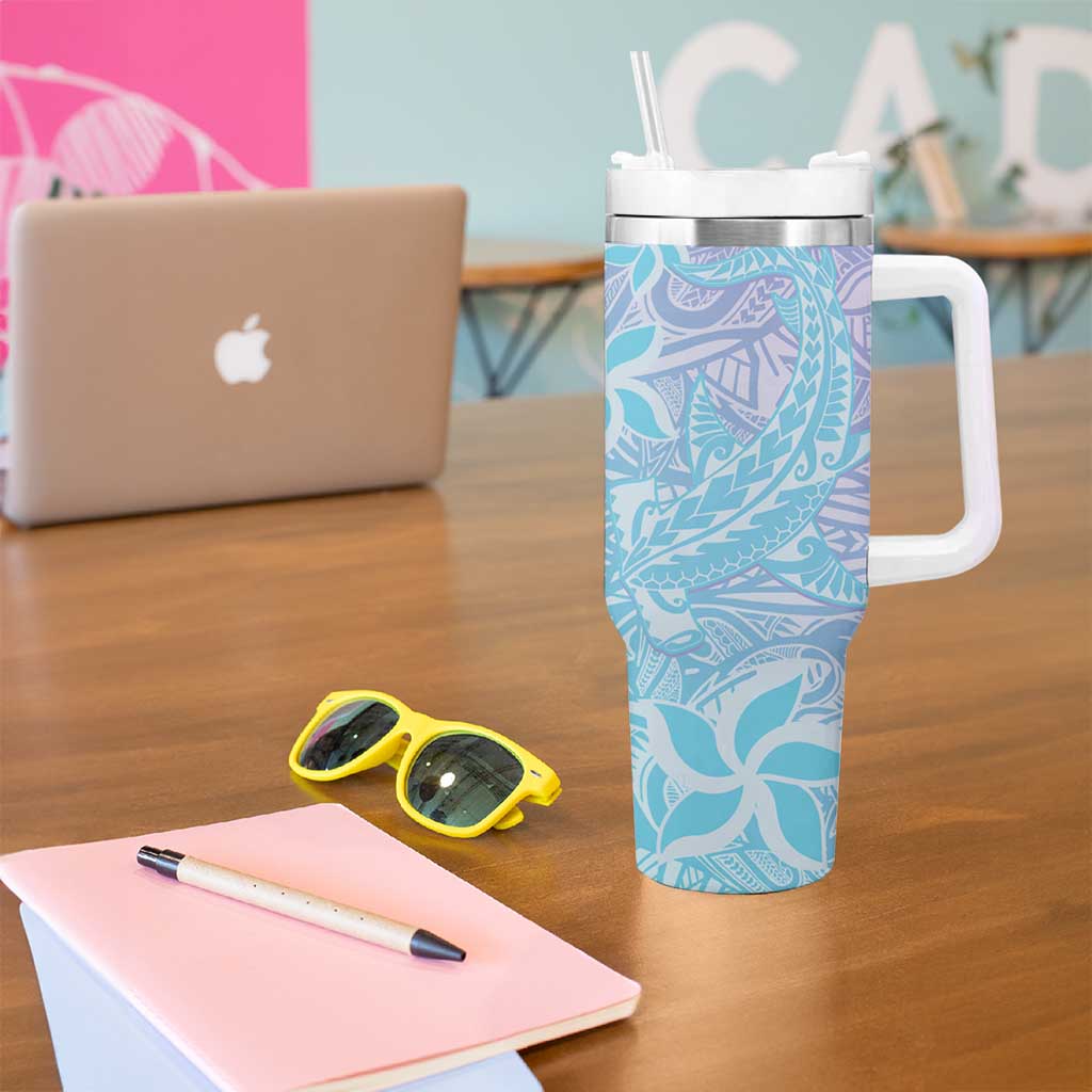 Baby Blue Gradient Polynesia Hawaiian Tribal Hammerhead Shark Tattoo Custom Stanley Cup 40 oz 30 oz Tumbler With HandleTVC2301362 - Image 5