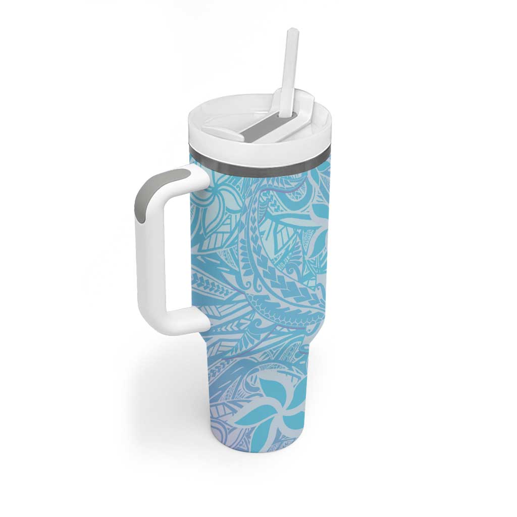 Baby Blue Gradient Polynesia Hawaiian Tribal Hammerhead Shark Tattoo Custom Stanley Cup 40 oz 30 oz Tumbler With HandleTVC2301362 - Image 2