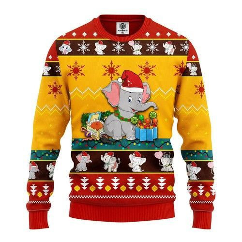 Baby Elephant Ugly Christmas Sweater Adult 3D Funny Matching for family