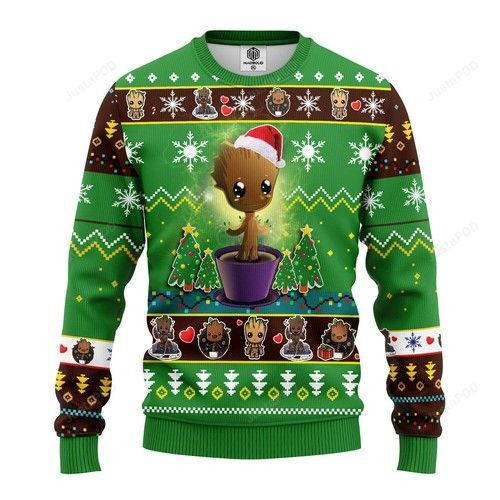 Baby Groot Ugly Christmas Sweater Adult 3D Funny Matching for family
