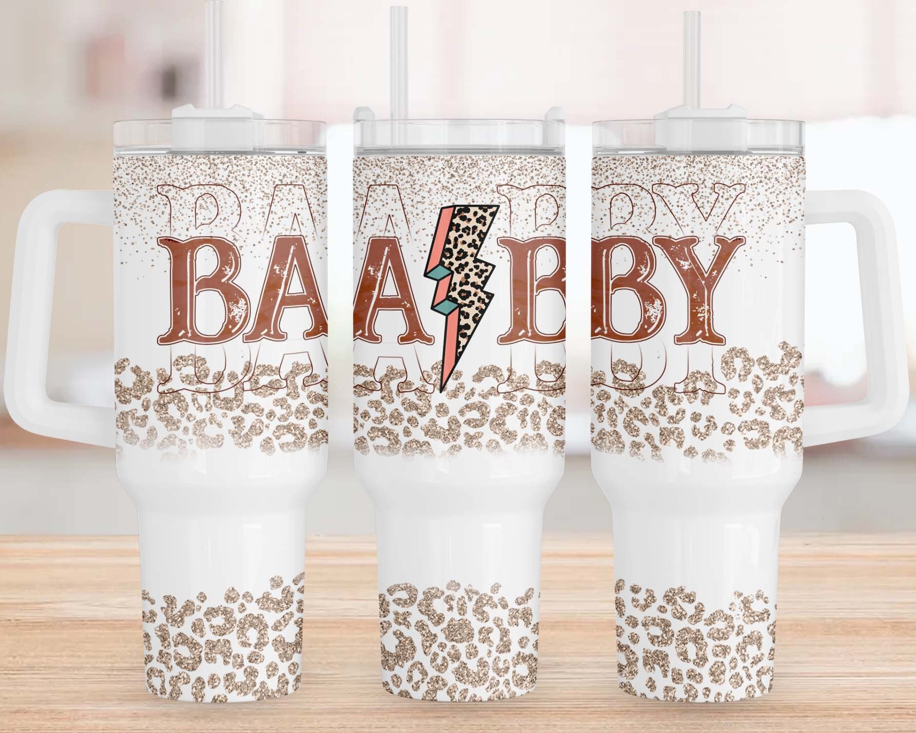 Baby Mother Glitter Leopard Print Custom Stanley Cup 40 oz 30 oz Tumbler With HandleTVC2301966