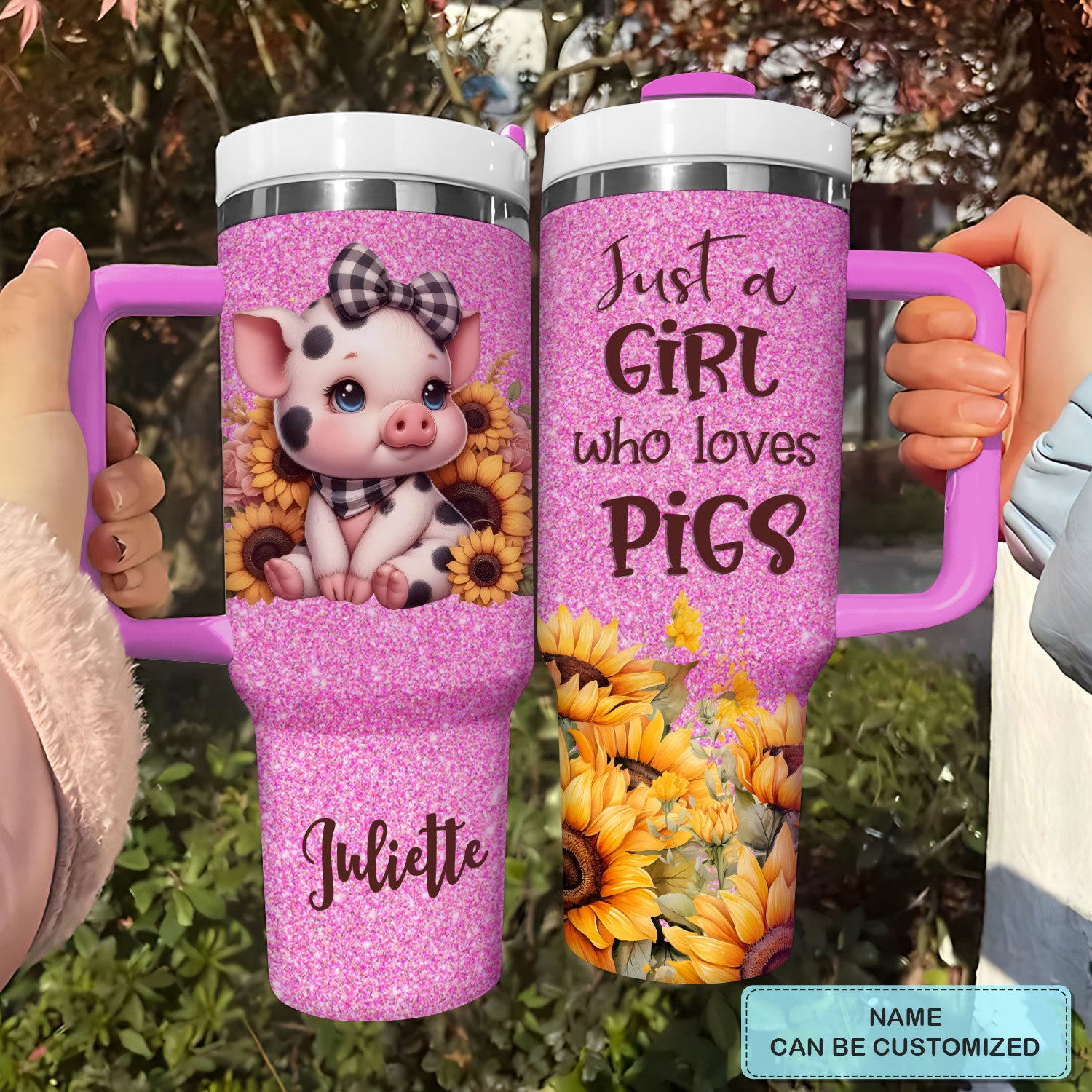 Baby Pig With Sunflower Custom Stanley Cup 40 oz 30 oz Tumbler With HandleTVC2301725
