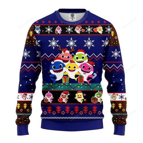 Baby Shark Christmas For Unisex Ugly Christmas Sweater Adult 3D Funny Matching for family