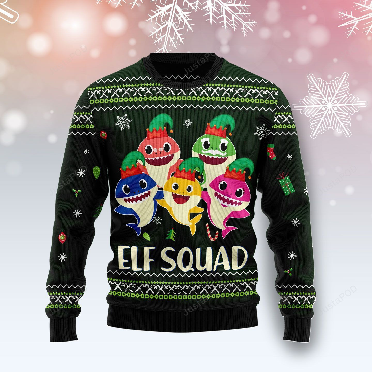Baby Shark Elf Ugly Christmas Sweater Adult 3D Funny Matching for family