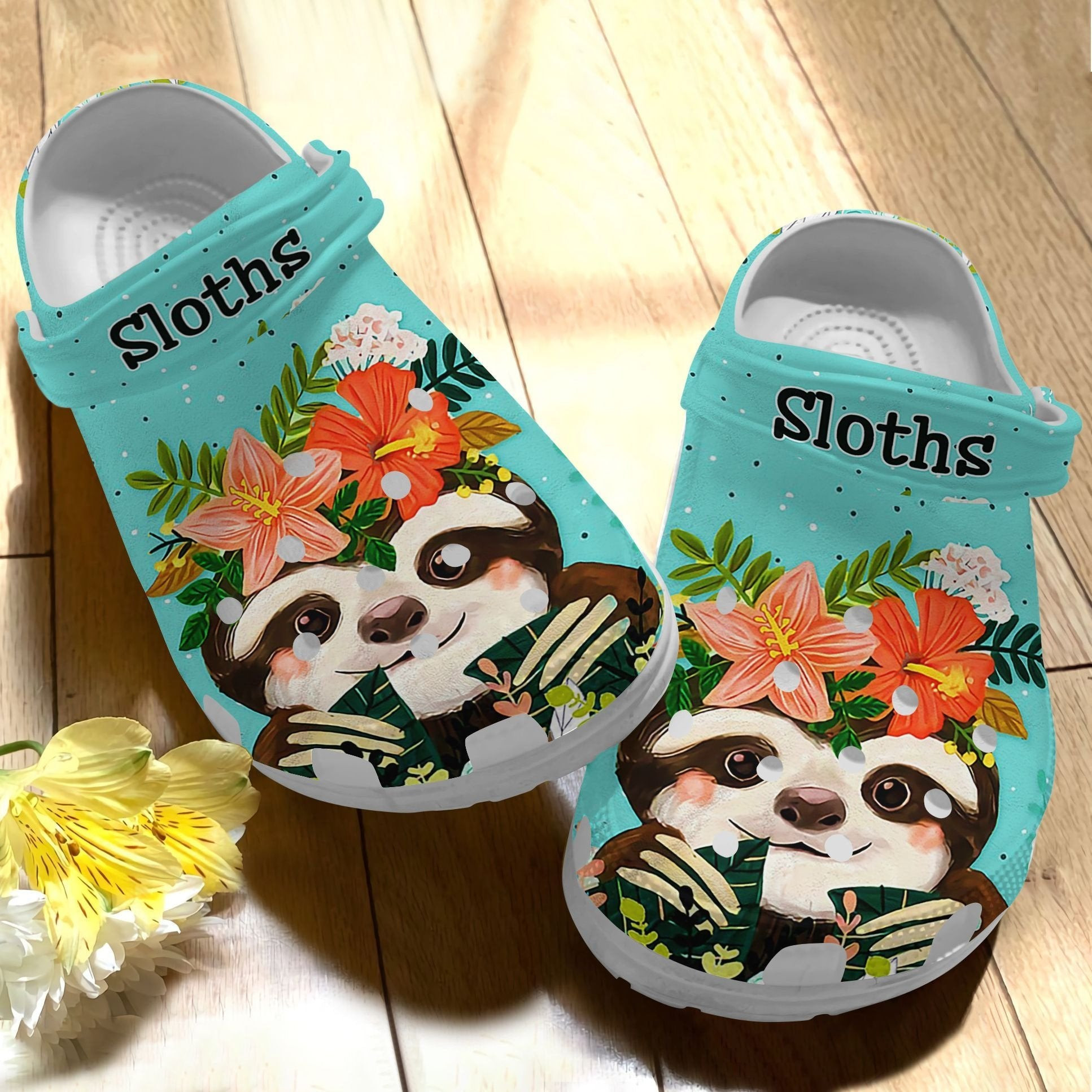 Baby Sloth With Flower Crown Shoes - Baby Animal Clog Gift For Birthday