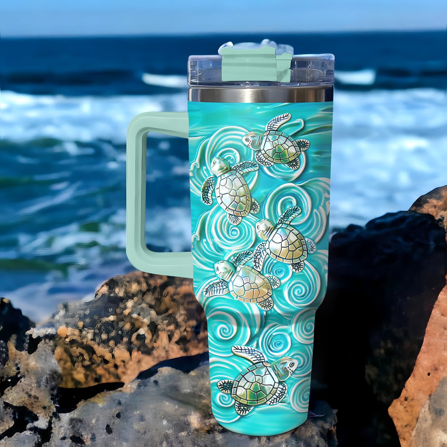 Baby Turtles Wave Custom Stanley Cup 40 oz 30 oz Tumbler With HandleTVC2301724