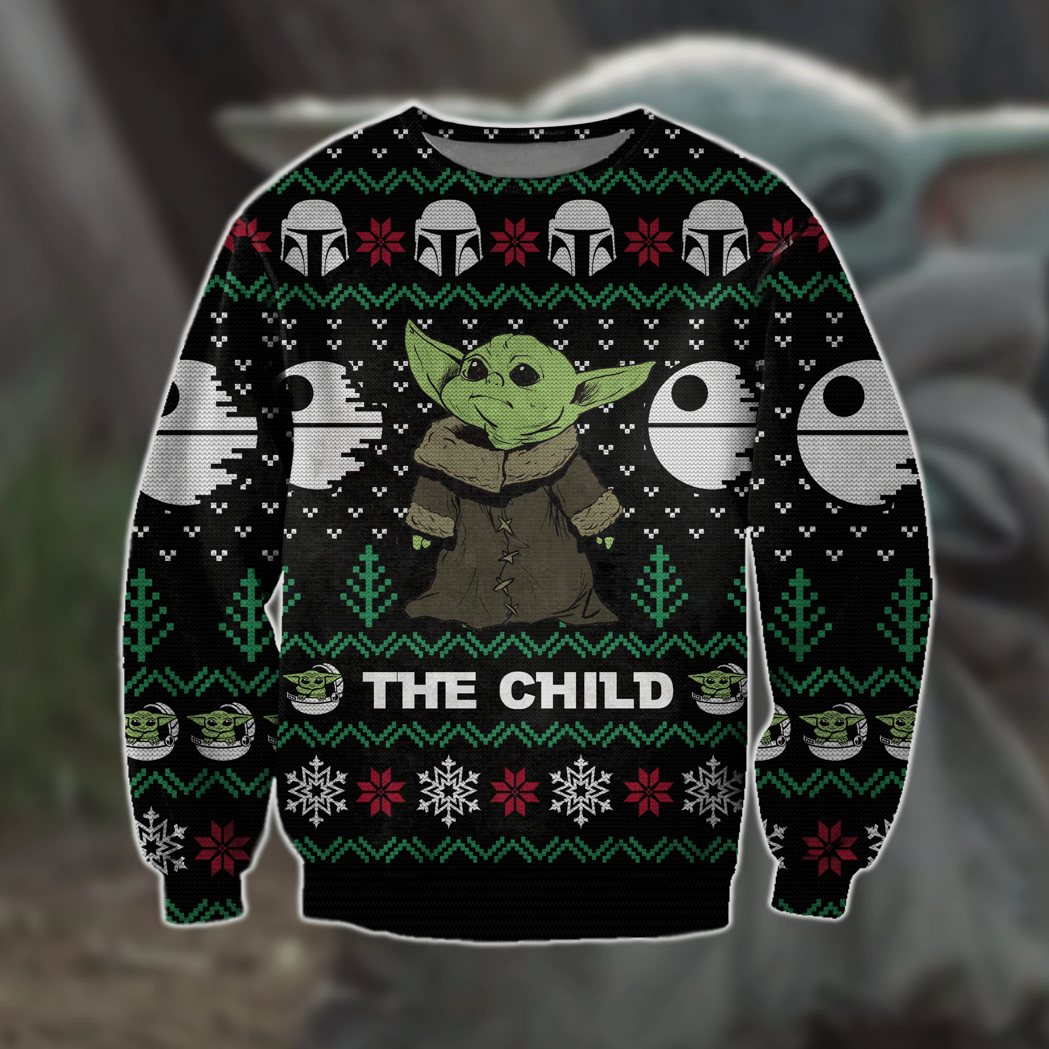Baby Yoda 3D Print Ugly Christmas Sweater Adult 3D Funny Matching for family