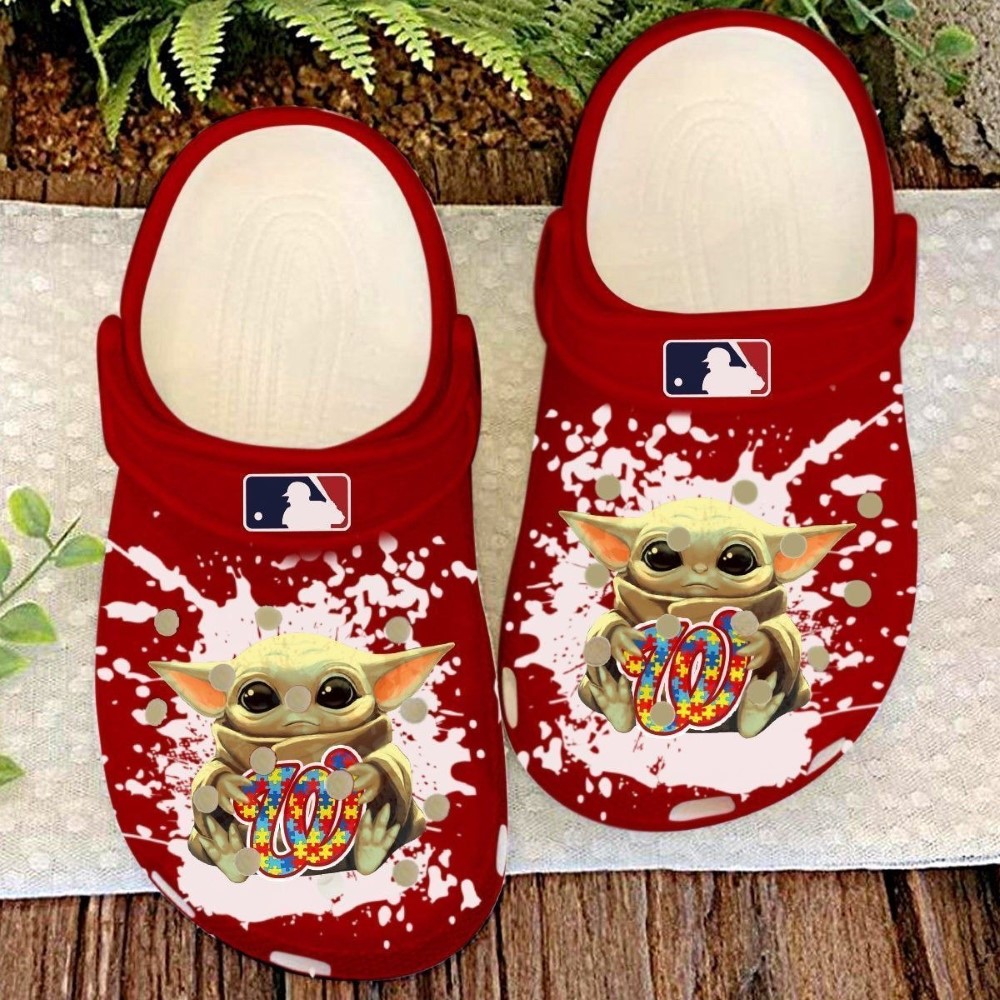 Baby Yoda Autism Washington Nationals MLB Sport Crocs Crocband Clogs Shoes Comfortable For Men Women and Kids